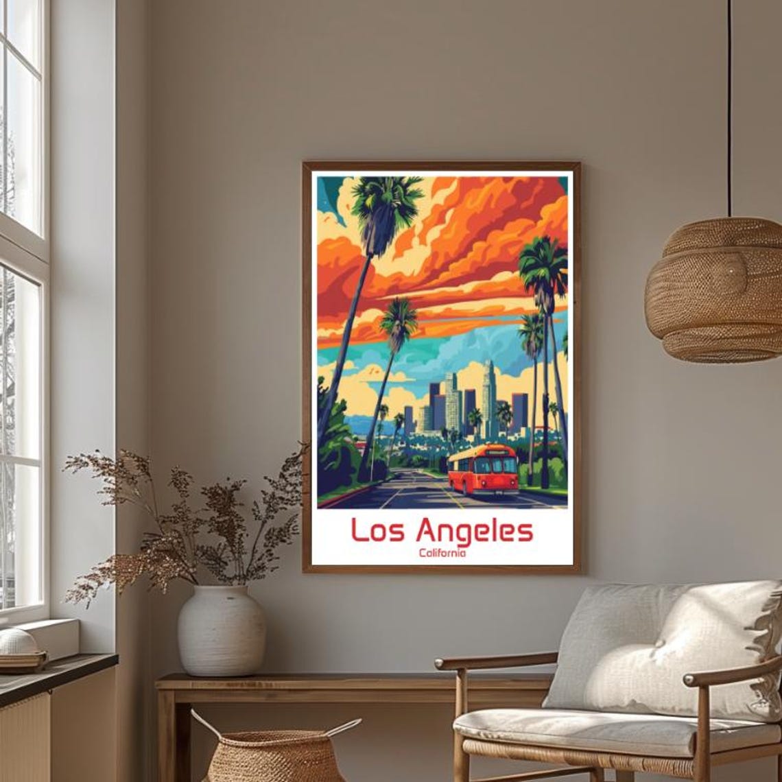 Los Angeles California Sunset Skyline Palms Vintage Travel Poster - Image 4