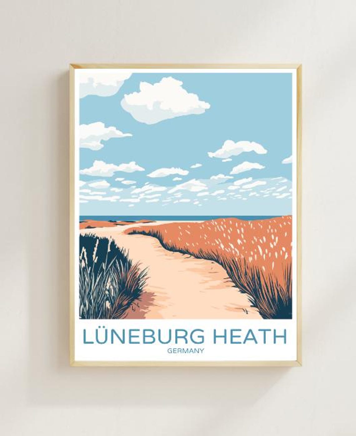 Luneburg Heath Germany Heathland Poster With Dune Path Coastal Sky