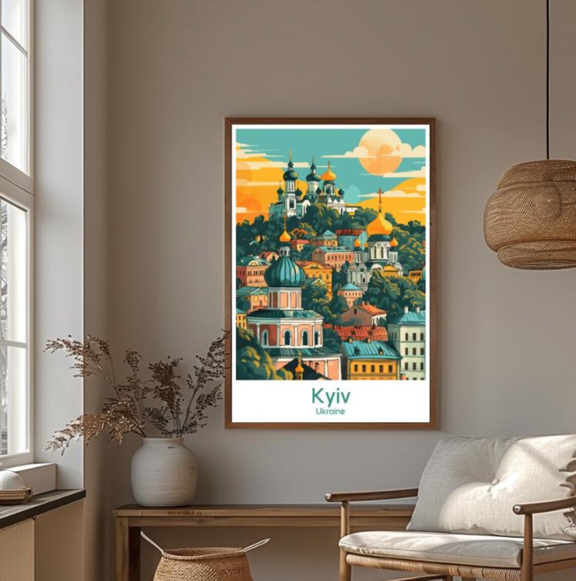 Kyiv Ukraine Golden Domes Sunset Cityscape Churches View Poster - Image 4