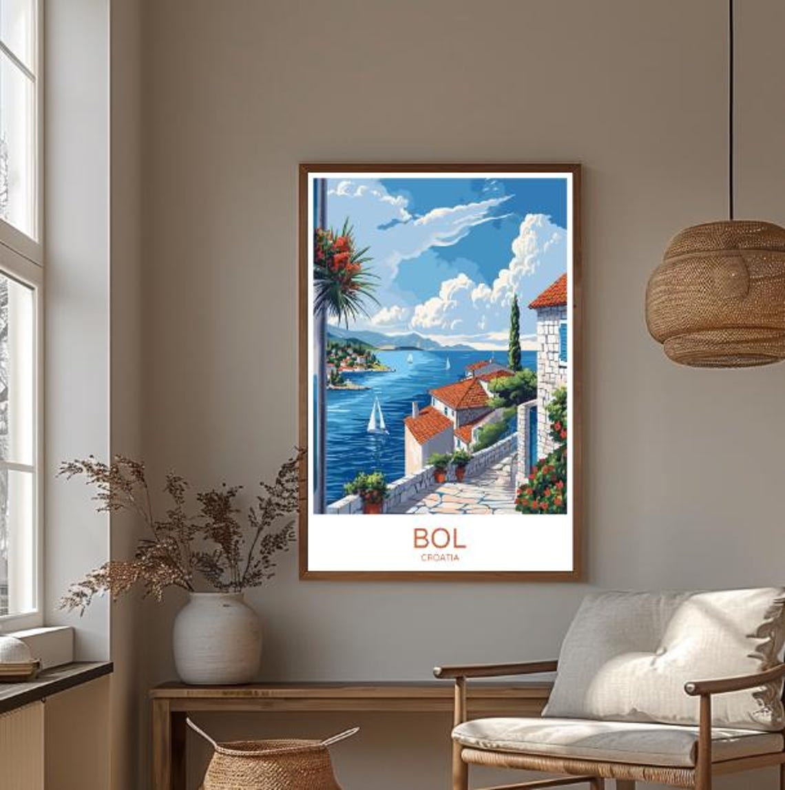 Bol Croatia Travel Poster Island Of Bra Wall Art Zlatni Rat Beach Print Mediterranean Coastal Artwork Vintage Travel Poster - Image 3