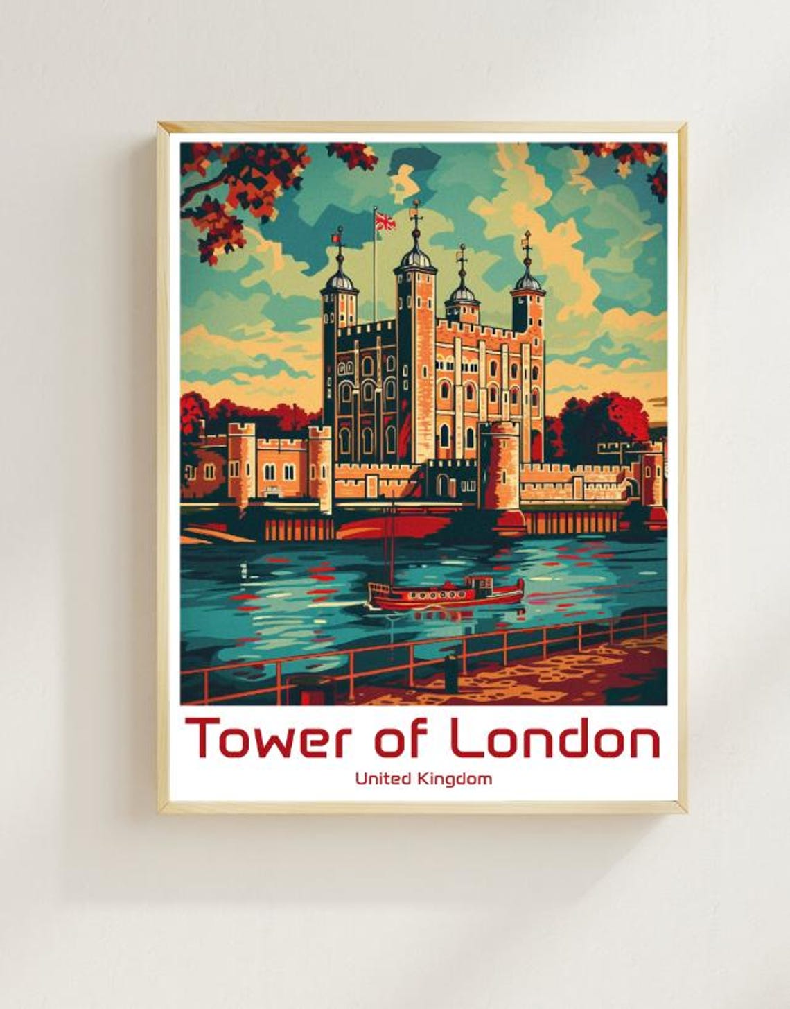 Tower Of London Travel Poster Historic Landmark Wall Art Vintage Castle Print English Heritage Decor Uk Travel Gift