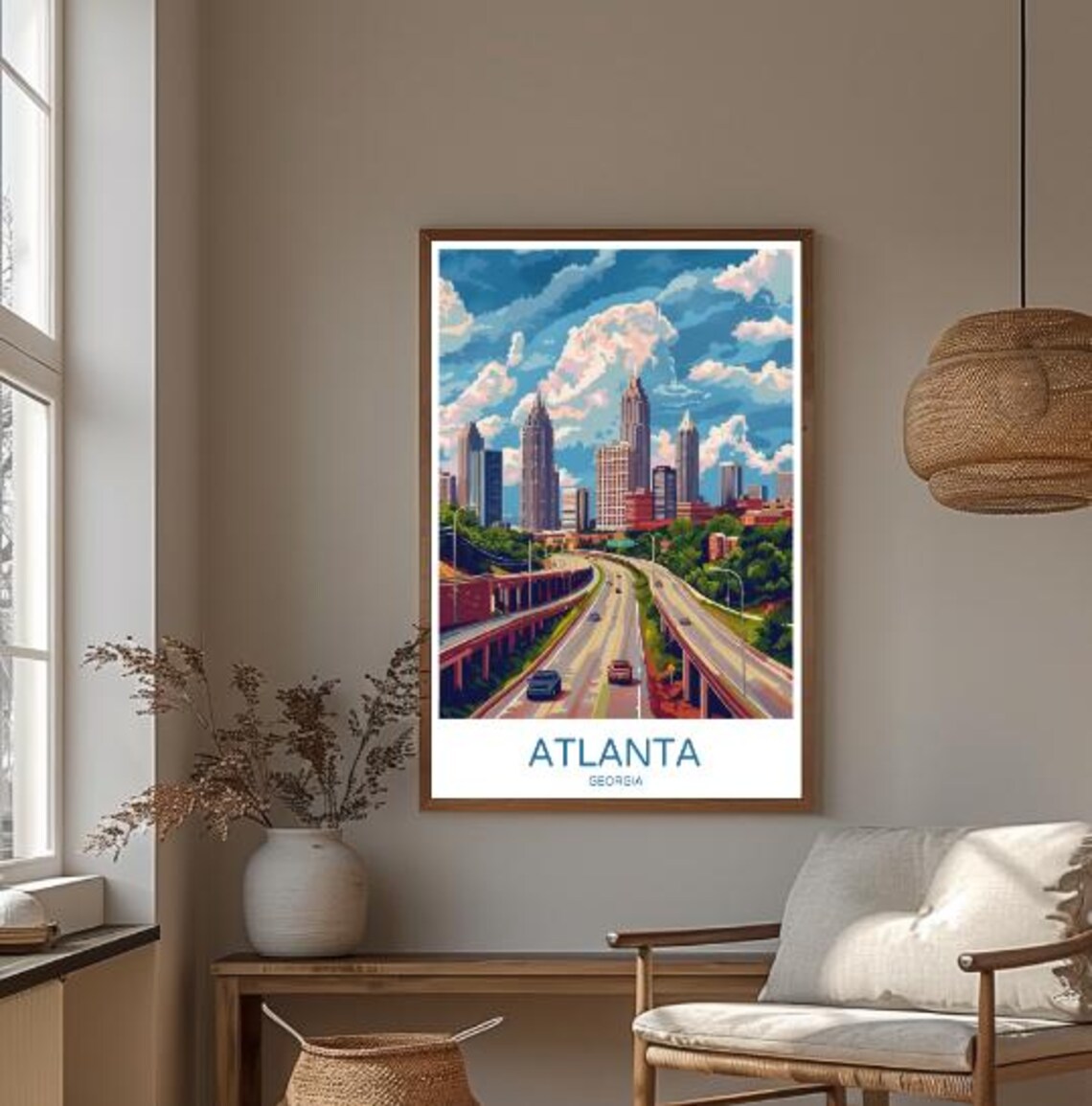 Atlanta Georgia Skyline and Highway Sunset City Travel Poster - Image 3