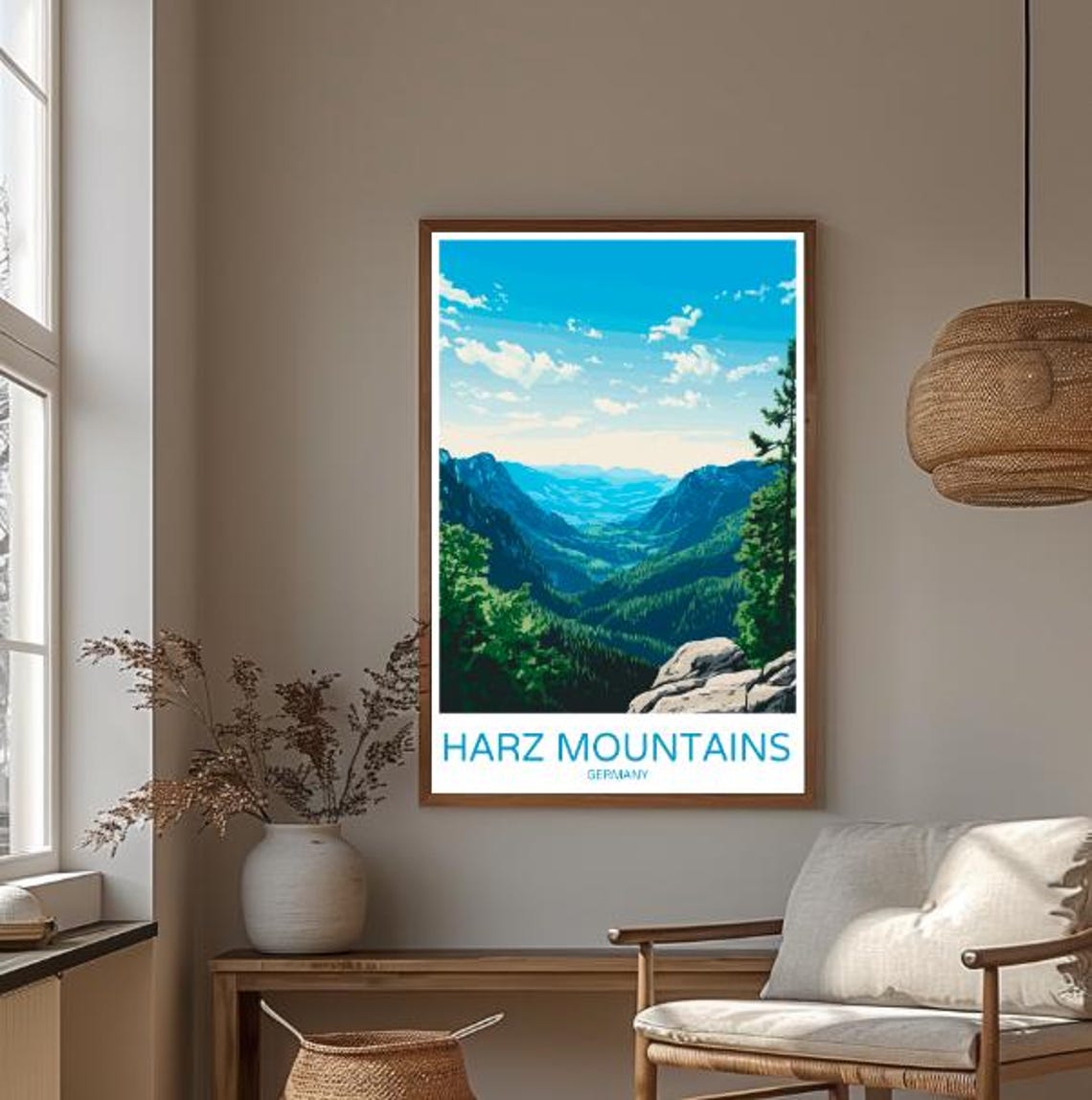 Harz Mountains Germany Forest Valley Viewpoint Panoramic Travel Poster - Image 3