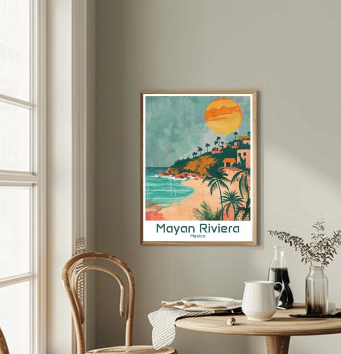Mayan Riviera Mexico Tropical Beach Sunset Palms Mexico Travel Poster - Image 2
