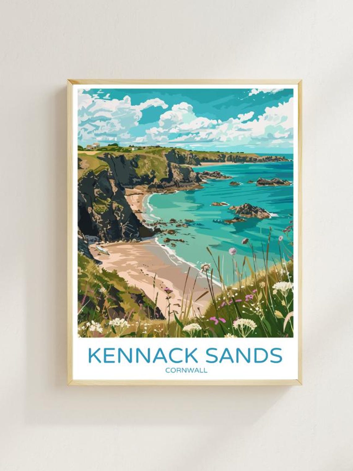 Kennack Sands Cornwall Rocky Cove Beach Coastal Scene Poster