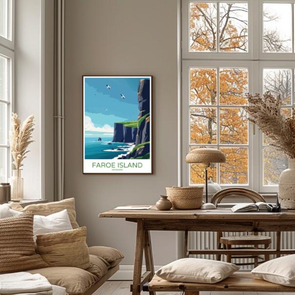 Faroe Island Denmark Sea Cliffs Seabirds Nordic Travel Poster - Image 4