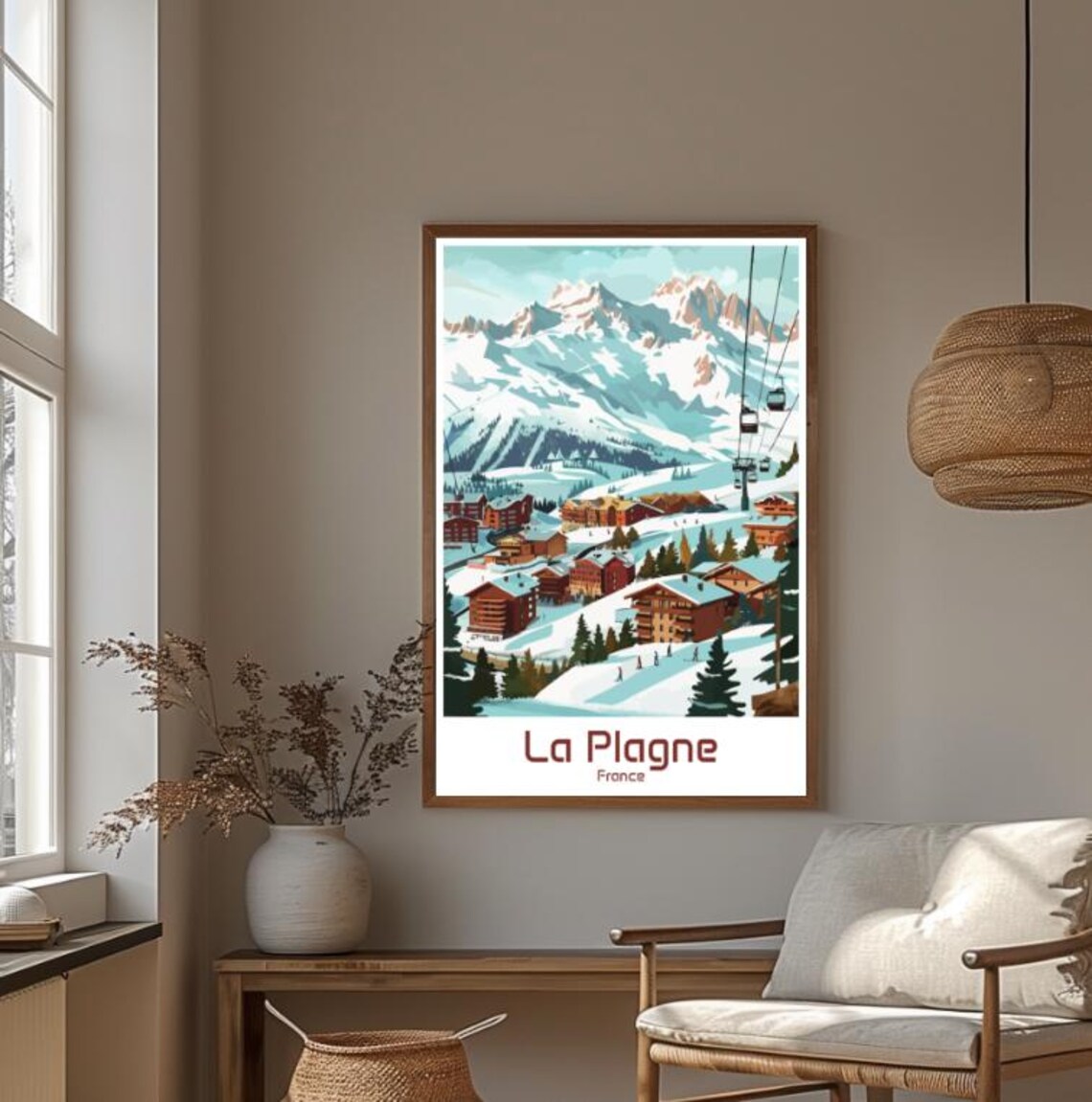 La Plagne French Alps Ski Resort Mountain Village Travel Poster - Image 4