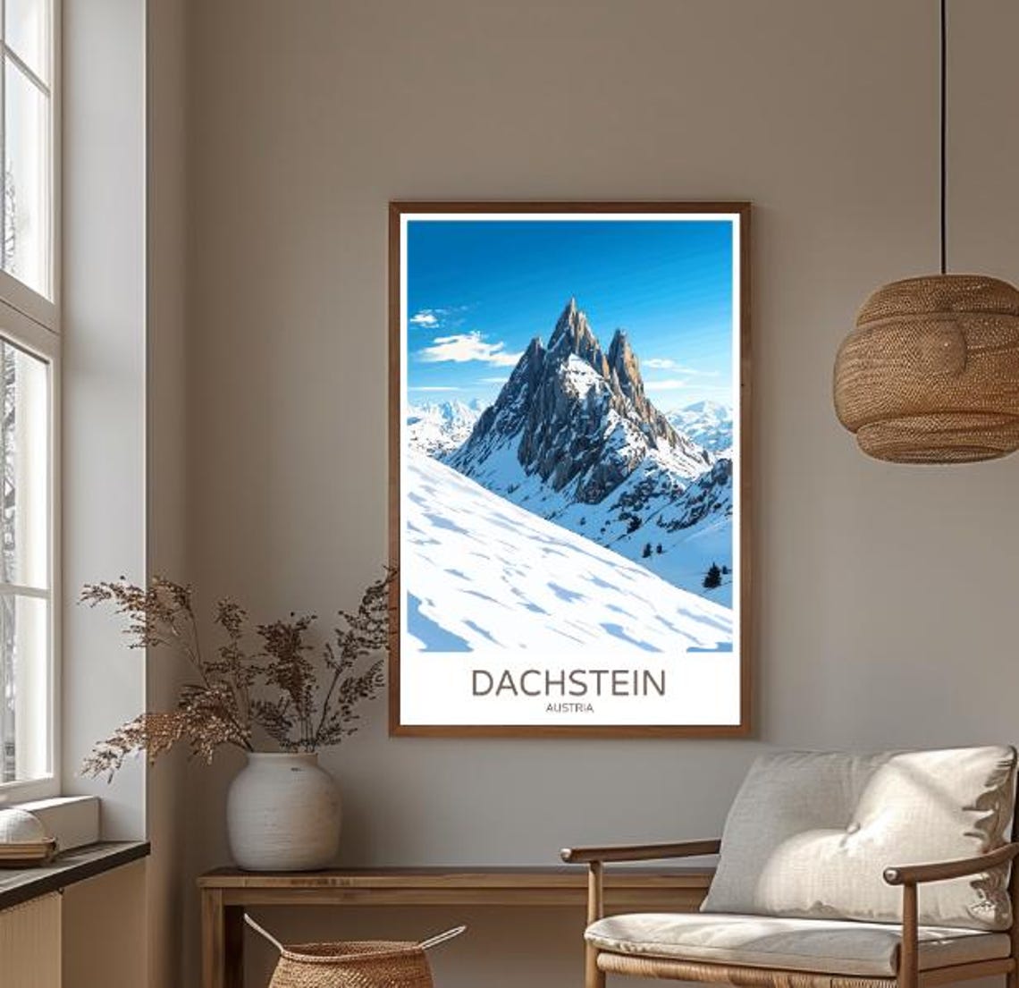 Dachstein Austria Snowy Alpine Peak Winter Mountain View Poster - Image 3
