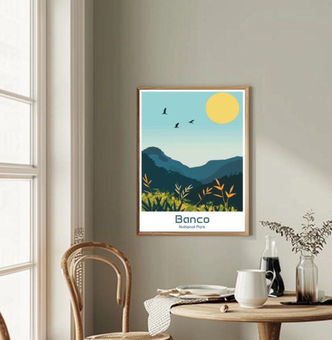 Banco National Park Golden Sun Over Blue Hills Landscape Poster - Image 2