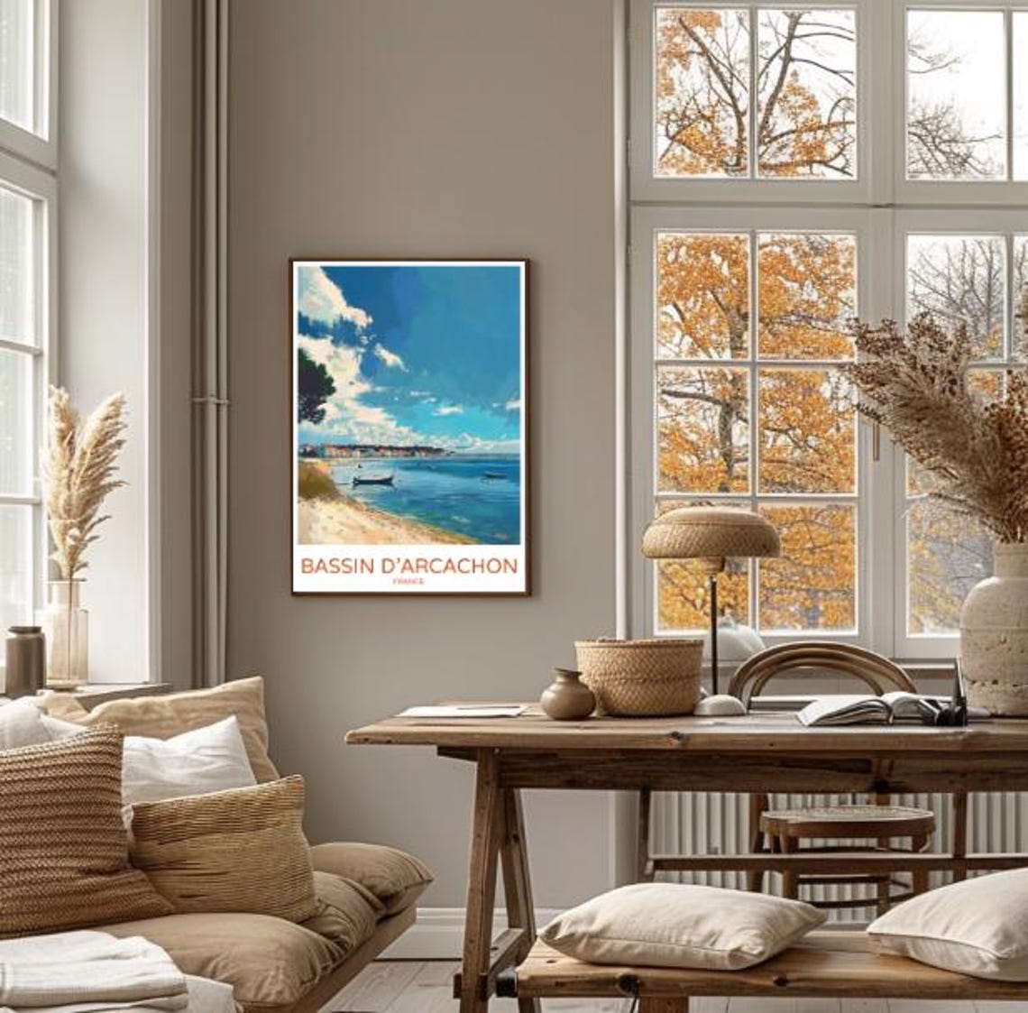 Bassin Darcachon France Travel Poster Seaside Landscape Art Dune Du Pilat Coastal Views France Travel Gift Modern Wall Decor - Image 4