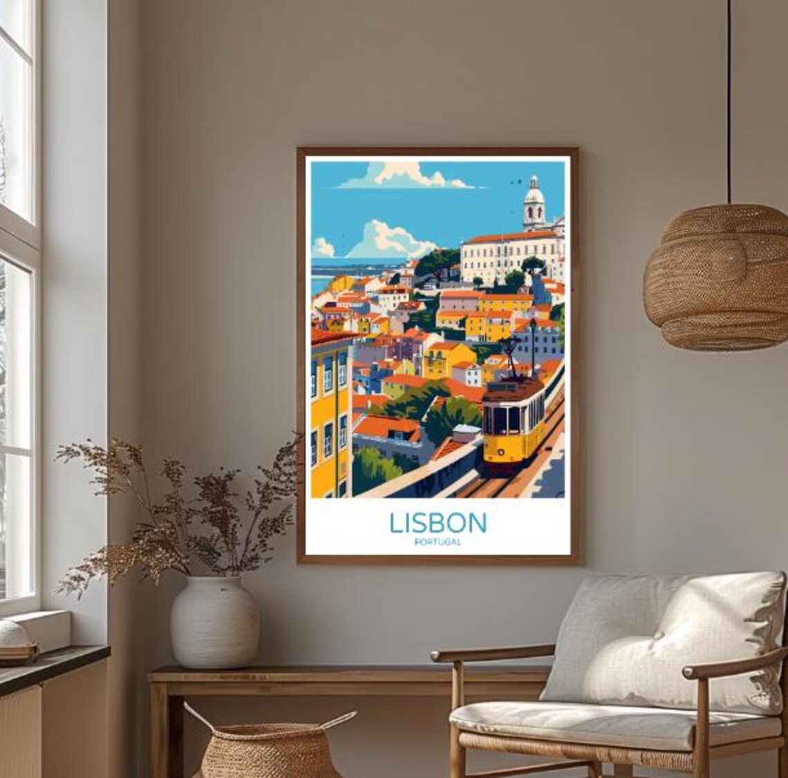 Lisbon Portugal Yellow Tram And Alfama Hillside View Travel Poster - Image 3
