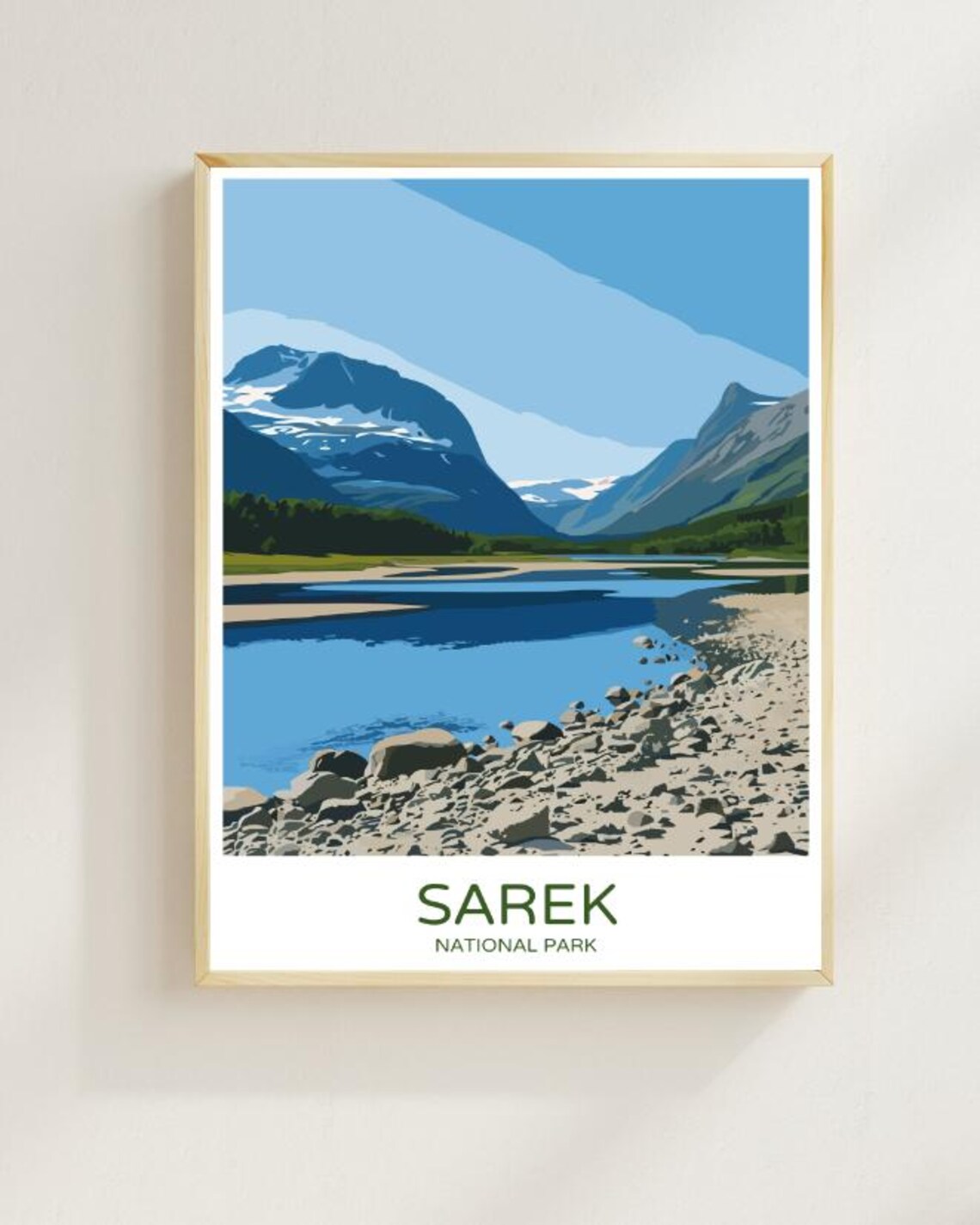 Sarek National Park Rocky Valley River Colorful Travel Poster