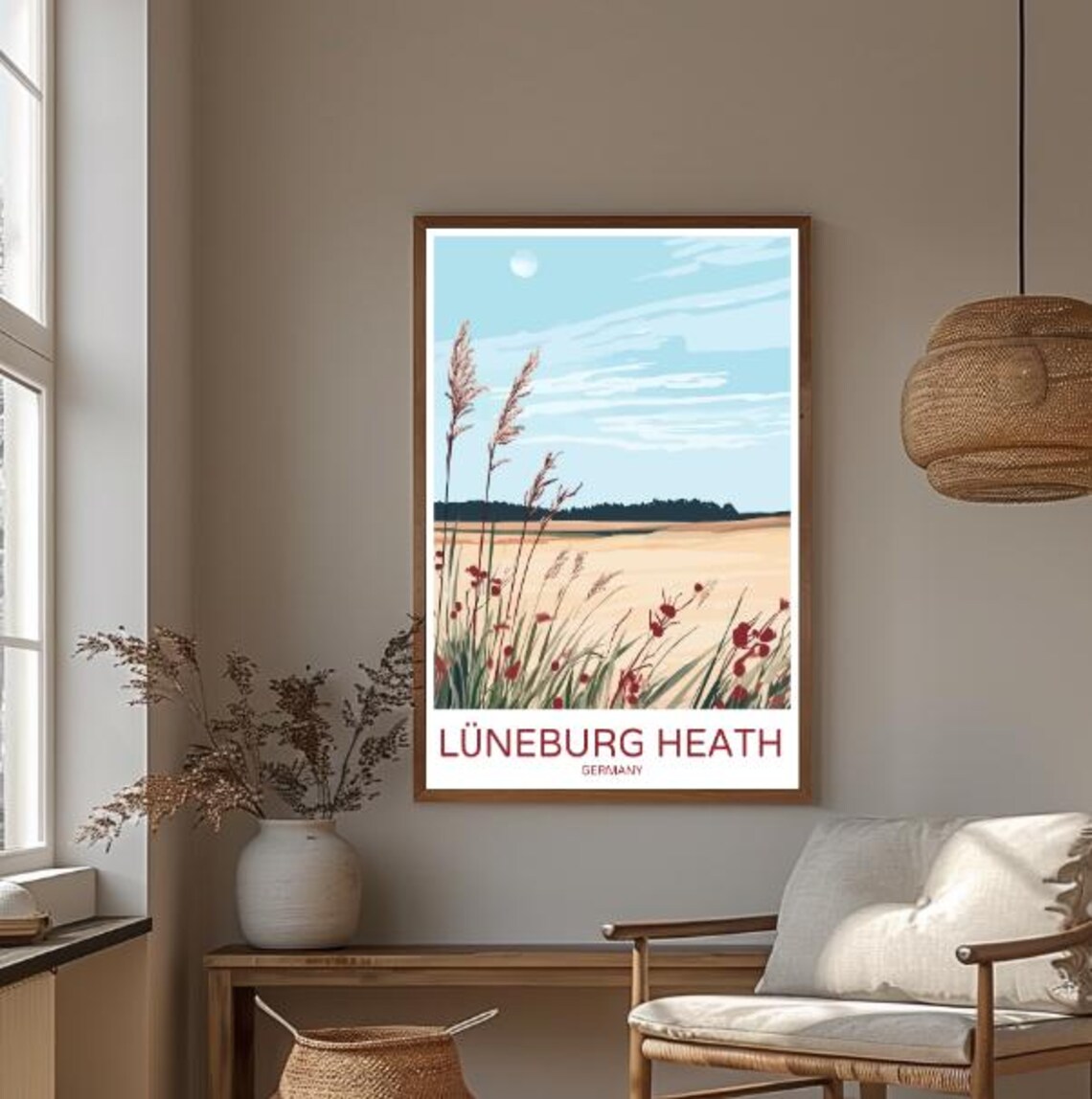 Luneburg Heath Germany Blooming Heather Landscape Travel Poster - Image 3