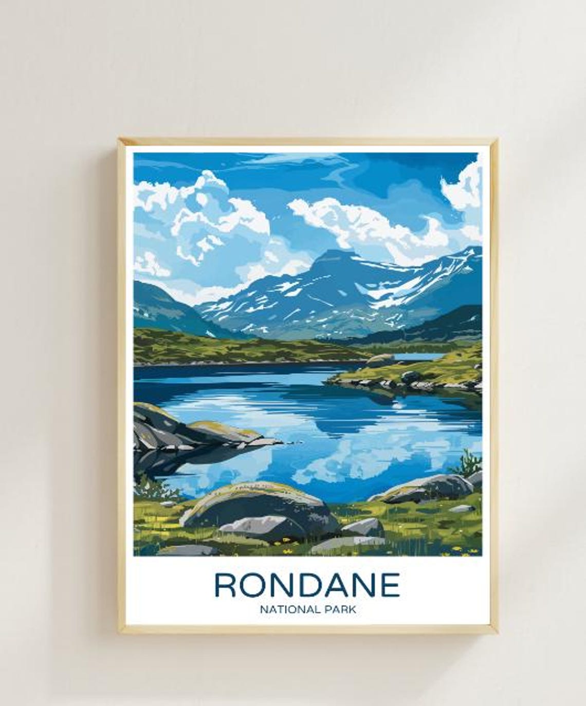 Rondane National Park Norway Mirror Lake Poster With Snowy Mountains