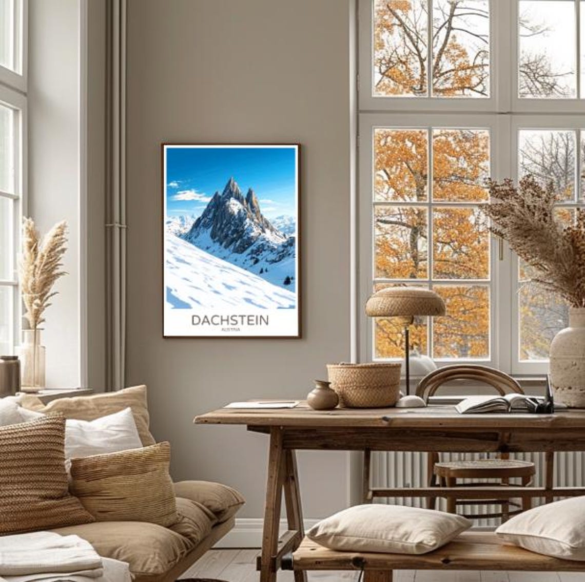 Dachstein Austria Snowy Alpine Peak Winter Mountain View Poster - Image 4