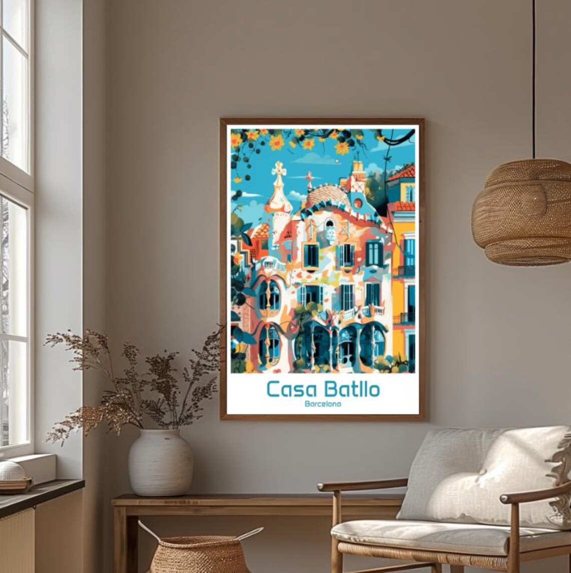 Casa Batllo Barcelona Gaudi Colorful Mosaic Facade Travel Poster - Image 4