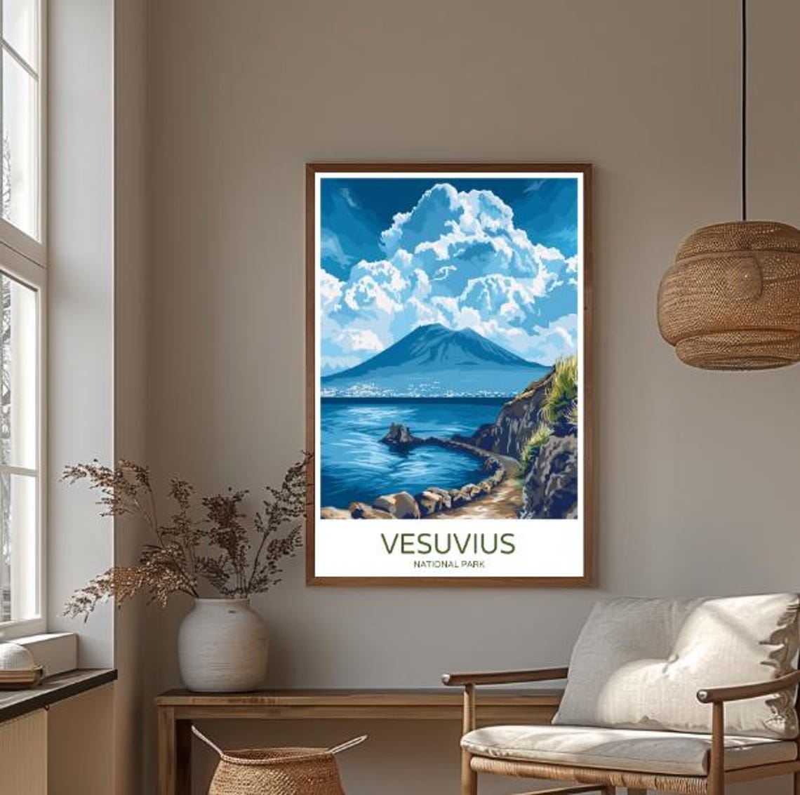 Vesuvius National Park Italy Volcano Poster Over Naples Bay Clouds - Image 3