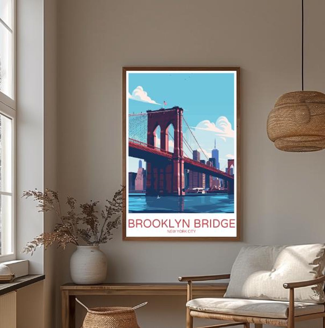 Brooklyn Bridge New York City Manhattan Skyline Travel Poster - Image 3