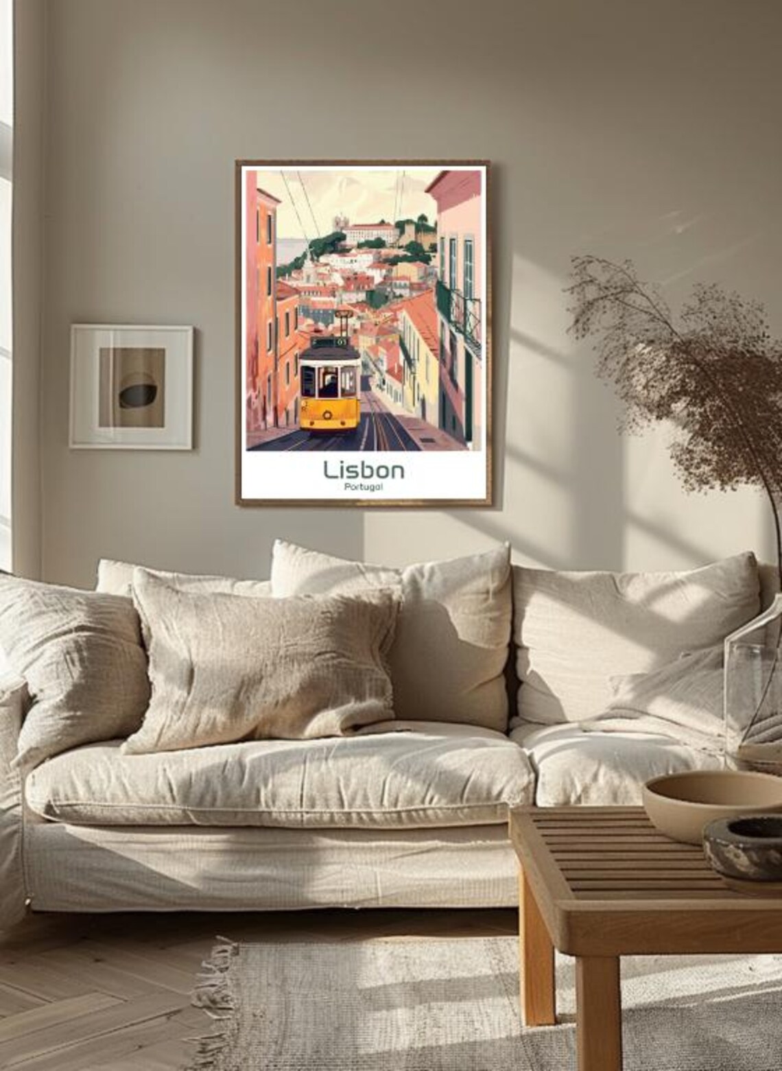 Lisbon Portugal Yellow Tram Hillside Street Vintage Style Poster - Image 3