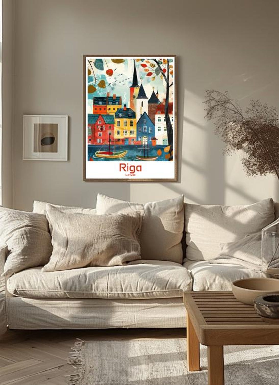 Riga Latvia Old Town Harbor Boats Colorful Waterfront Poster - Image 3
