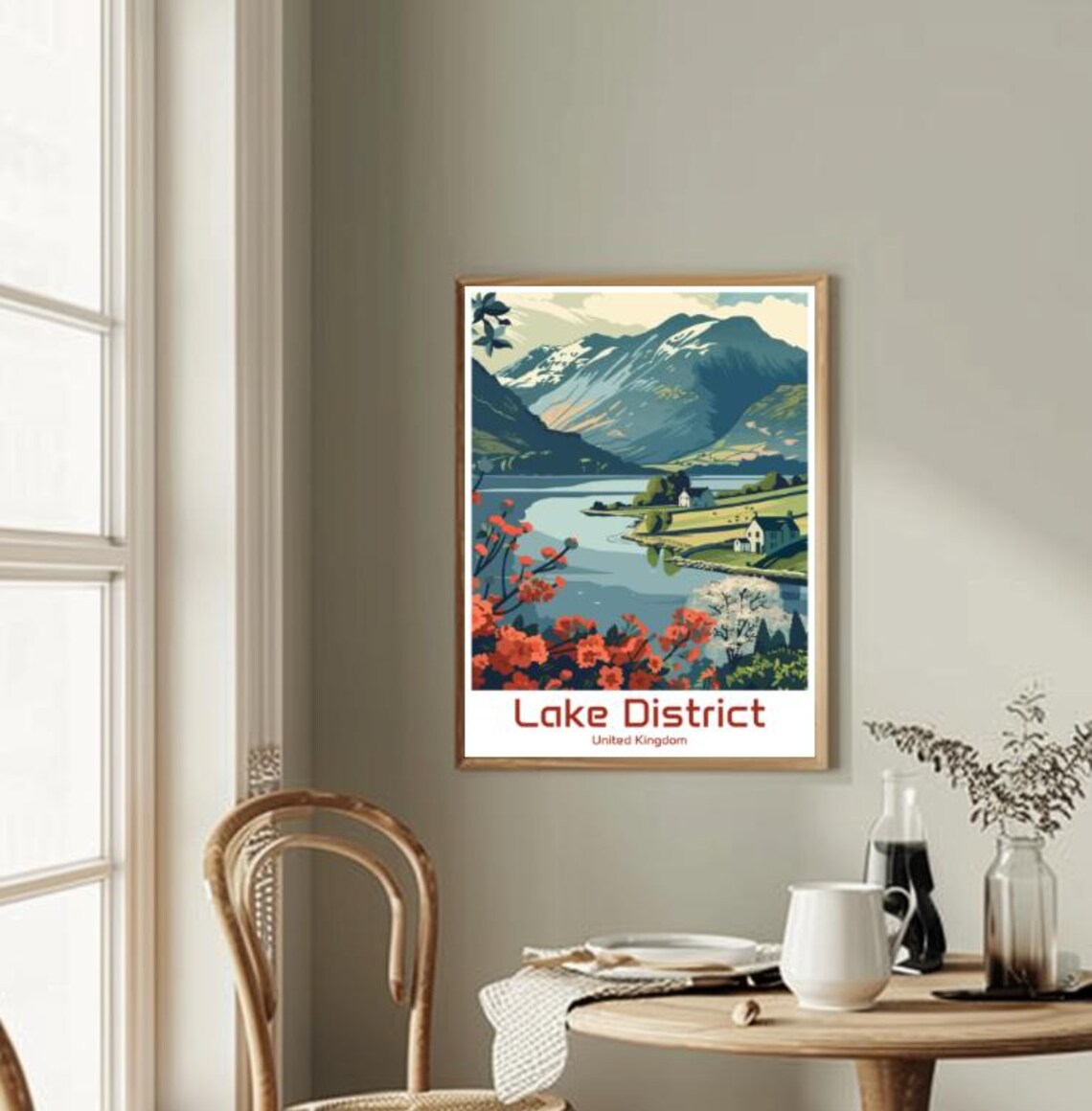 Lake District Cumbria Vintage Mountain and Lake Travel Poster - Image 2