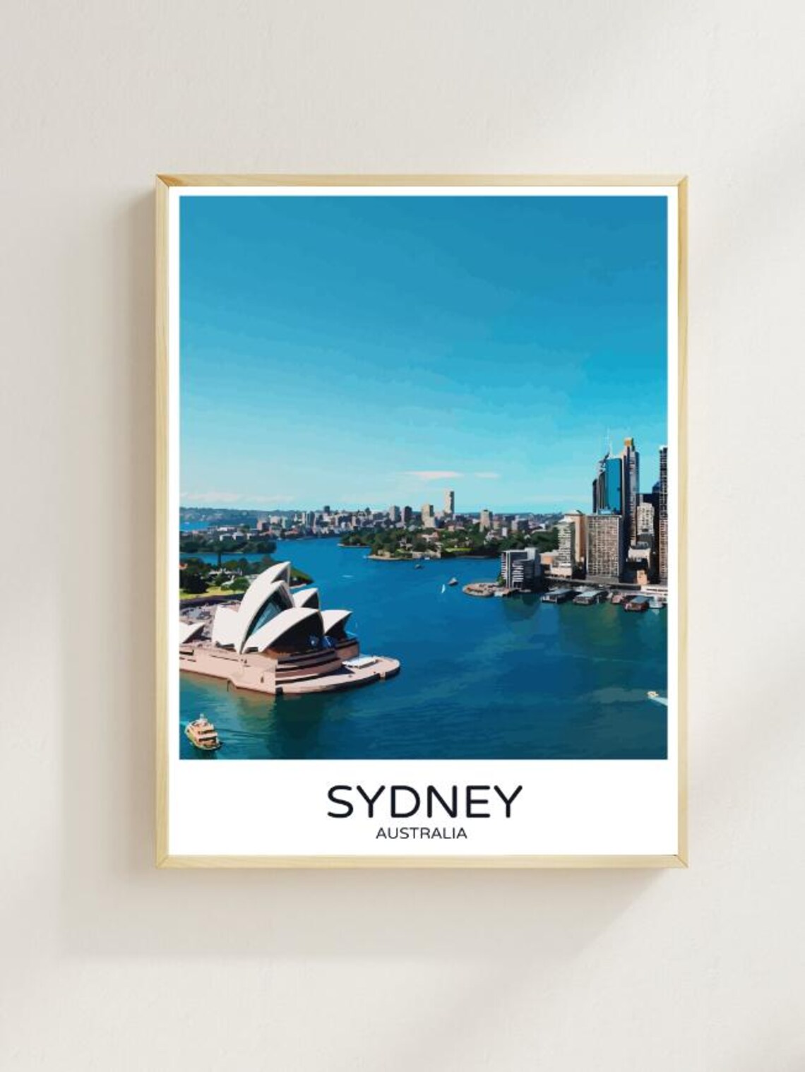 Sydney Australia Opera House Harbor Cityscape Minimalist Travel Poster