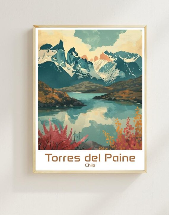 Torres del Paine Chile Granite Towers Turquoise Lake Patagonia Poster