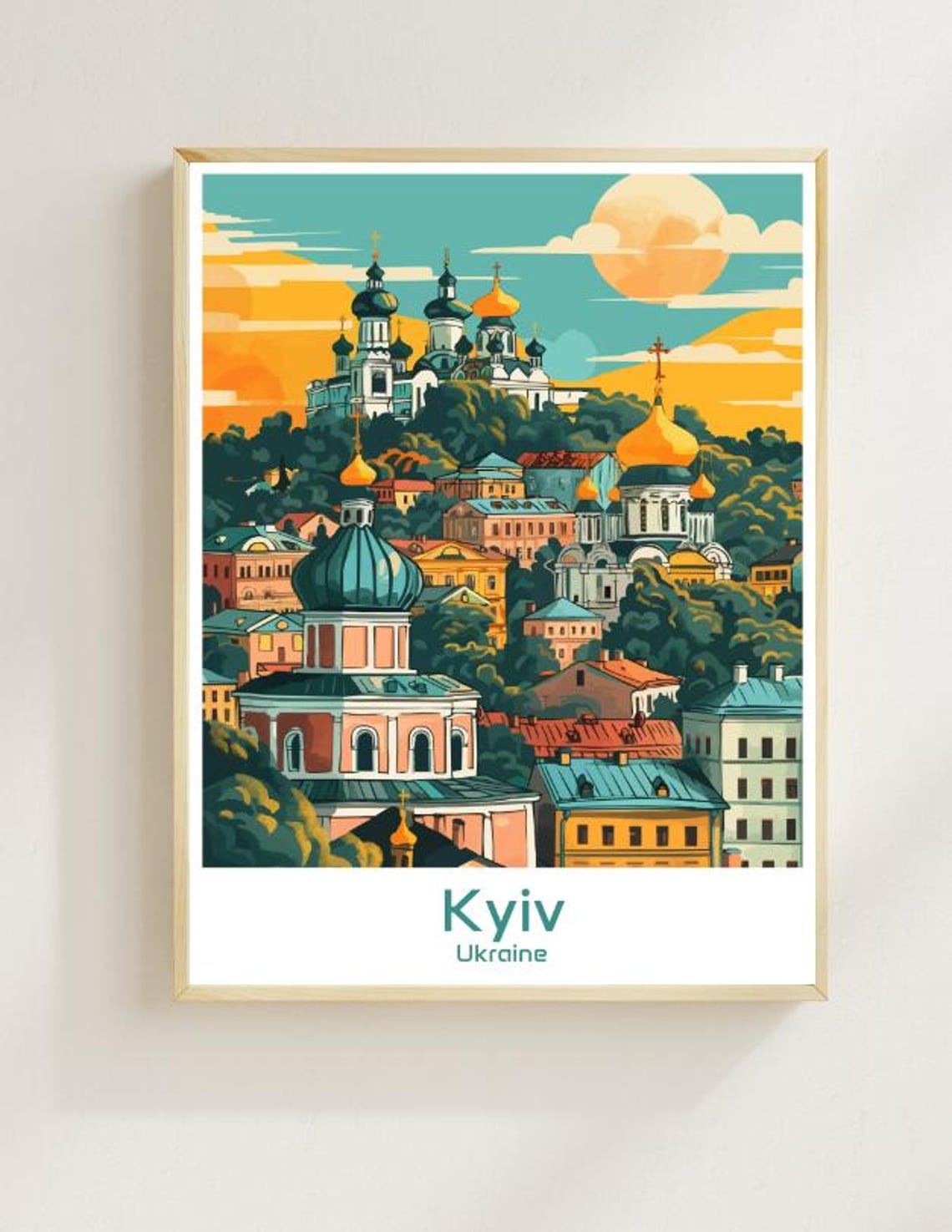 Kyiv Ukraine Golden Domes Sunset Cityscape Churches View Poster