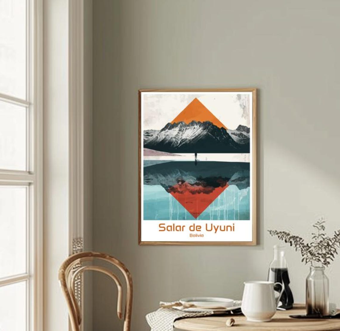 Salar de Uyuni Bolivia Mirror Reflection Geometric Art Poster - Image 2