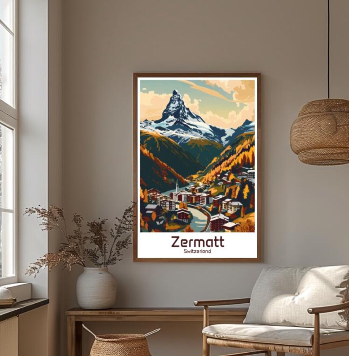 Zermatt Switzerland Autumn Matterhorn Alpine Village Scene Poster - Image 4