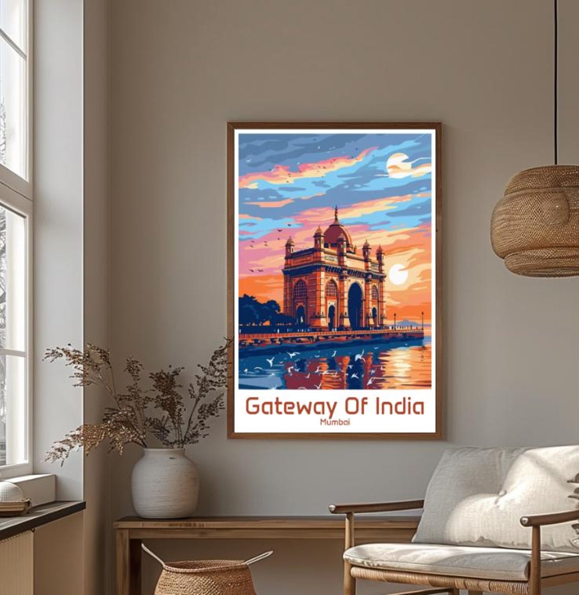 Gateway of India Mumbai Sunset Sky Seagulls Grand Monument Poster - Image 4