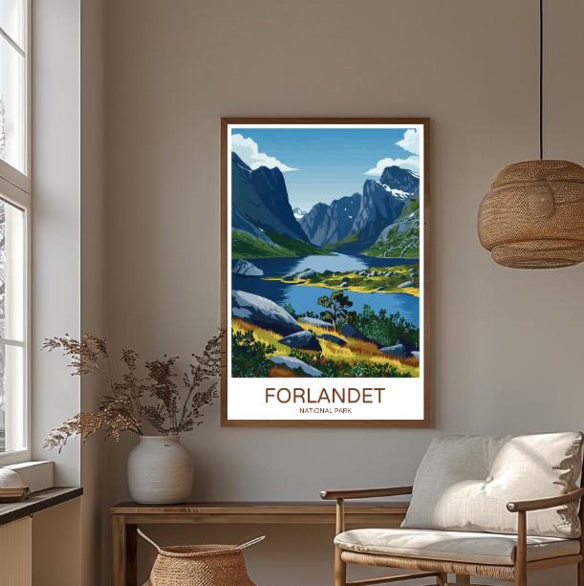 Forlandet Norway Arctic Fjord Poster With Rugged Peaks Calm Lake - Image 3
