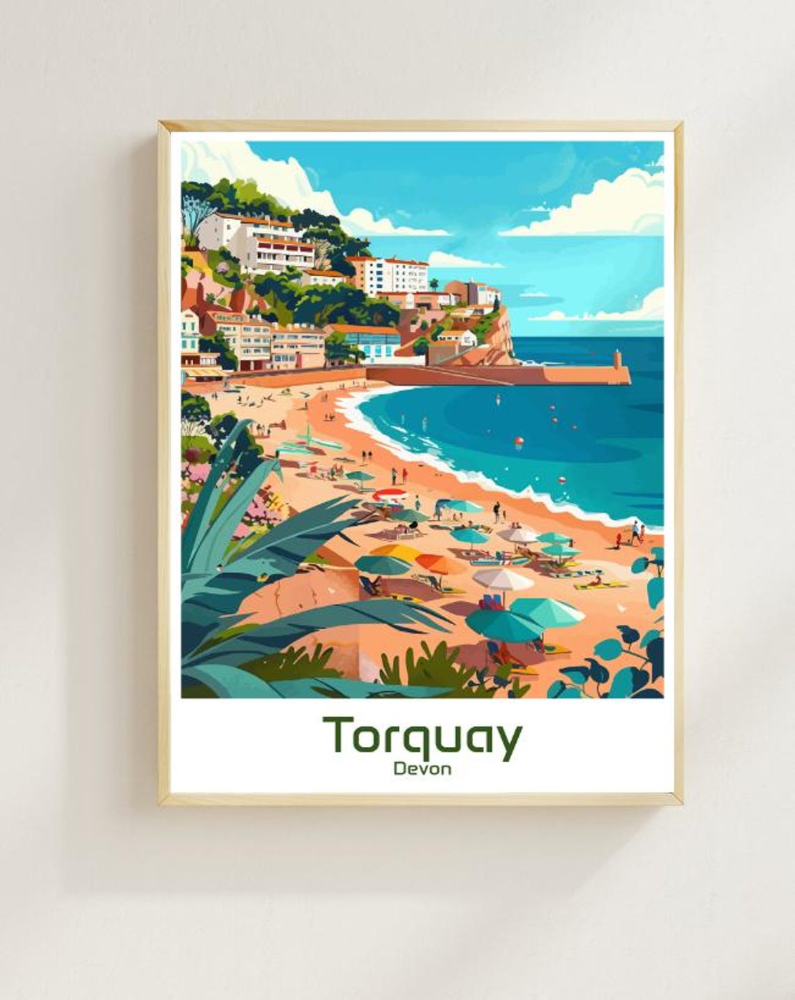 Torquay Devon England Seaside Beach Summer Holiday Travel Poster