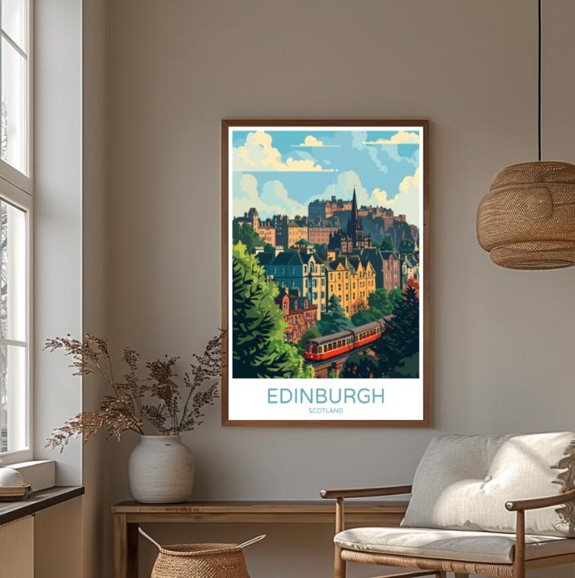 Edinburgh Scotland Historic Old Town Castle Red Train Poster - Image 4