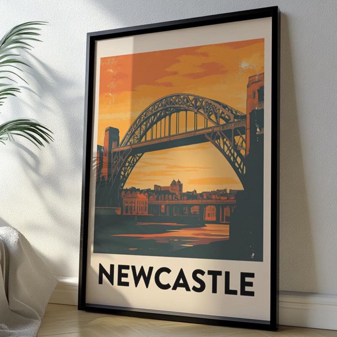 Newcastle Vintage Travel Poster England Retro Print Europe Vacation Painting Uk Tourist Wall Art Mid Century Decor
