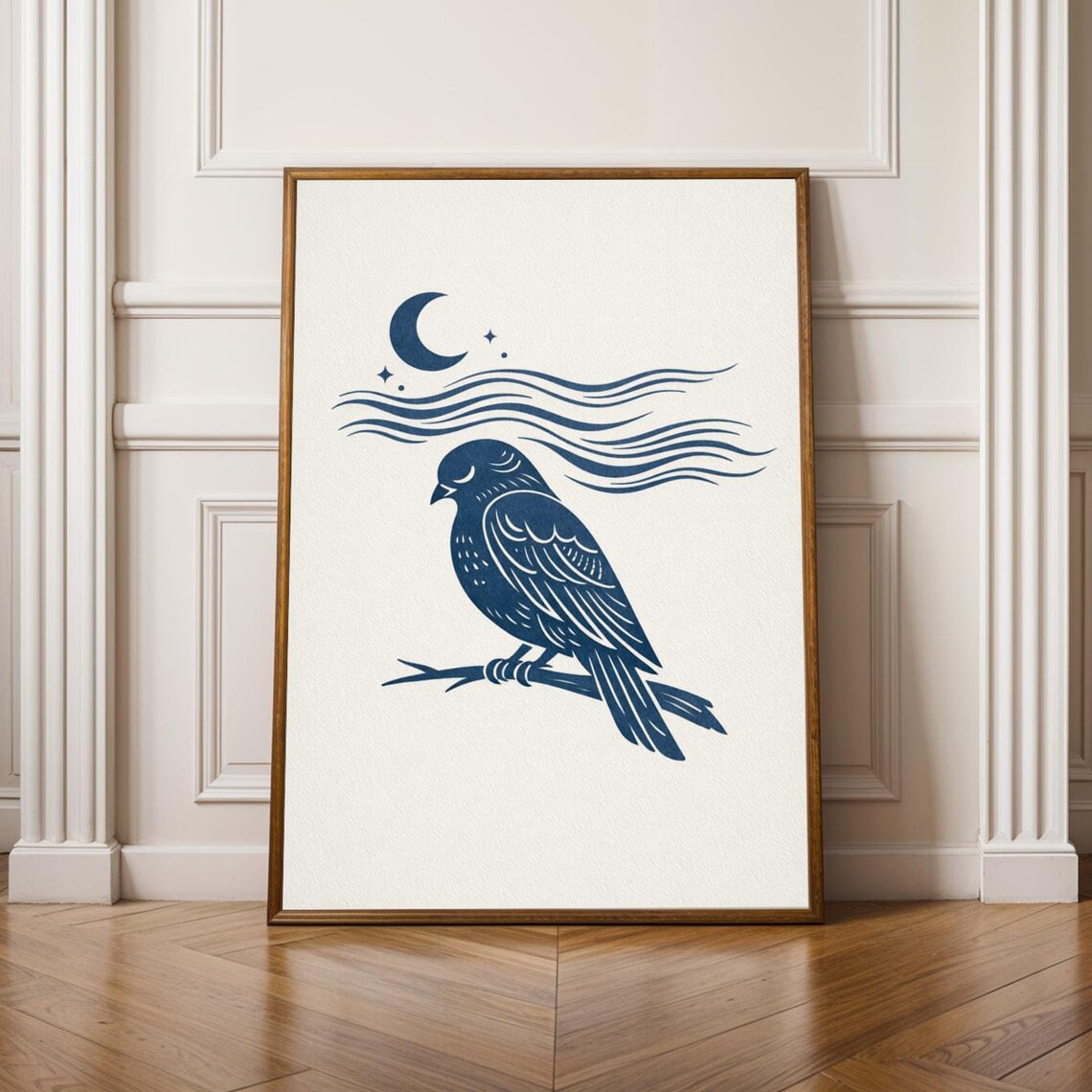 Minimalist Bird Wall Art Print Modern Nature Poster Scandinavian Woodland