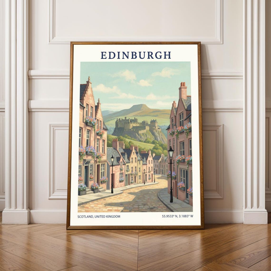 Edinburgh Streetscape Poster Scottish Print Living Room Wall Decor