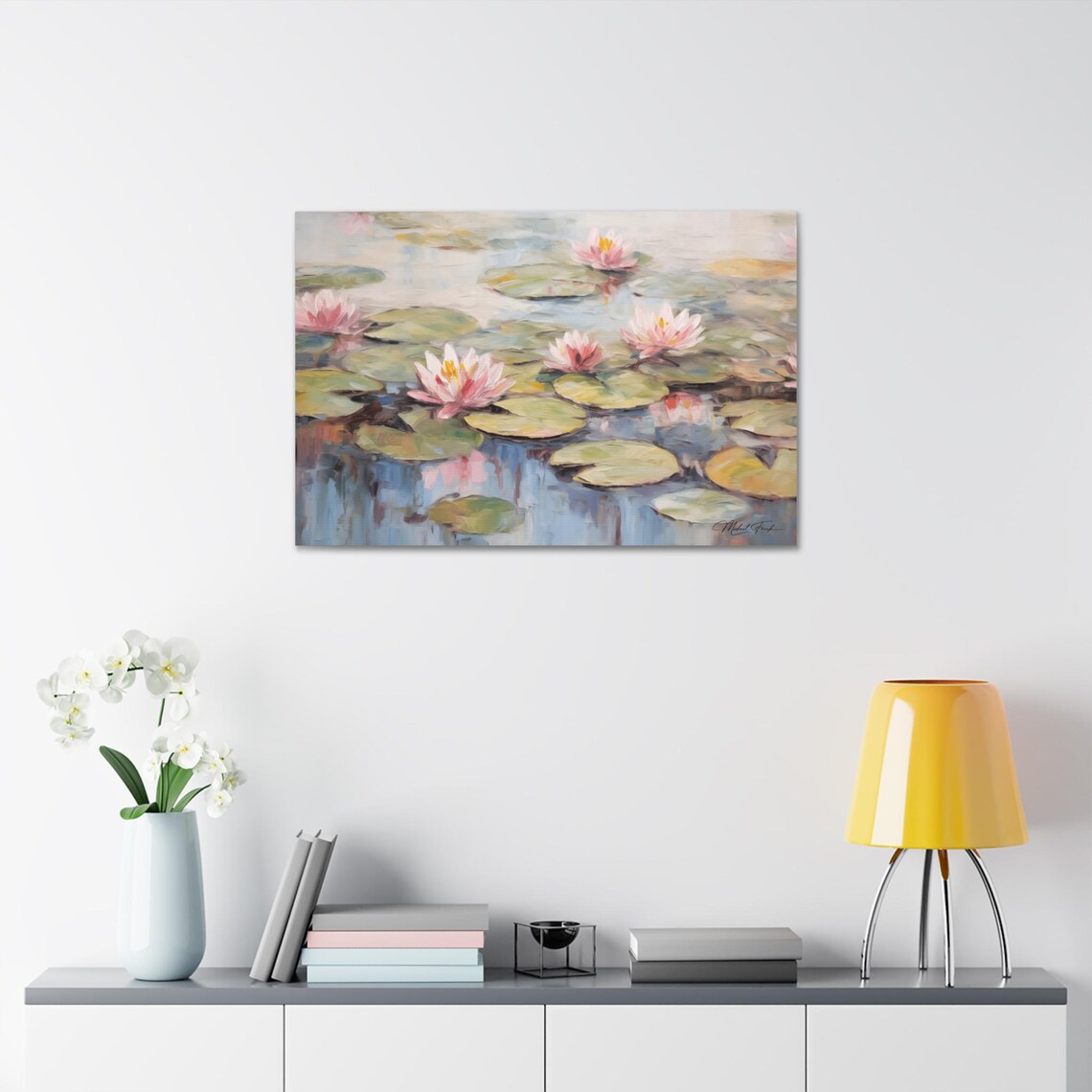 Pink Water Lilies Pond Bloom Classic Floral Art Scene Poster - Image 7