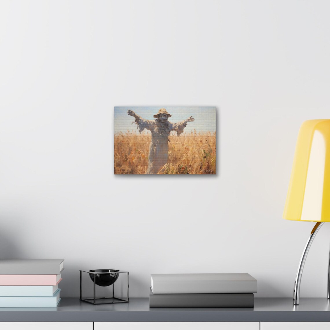 Scarecrow Standing in Golden Wheat Field Summer Day Art Poster - Image 6