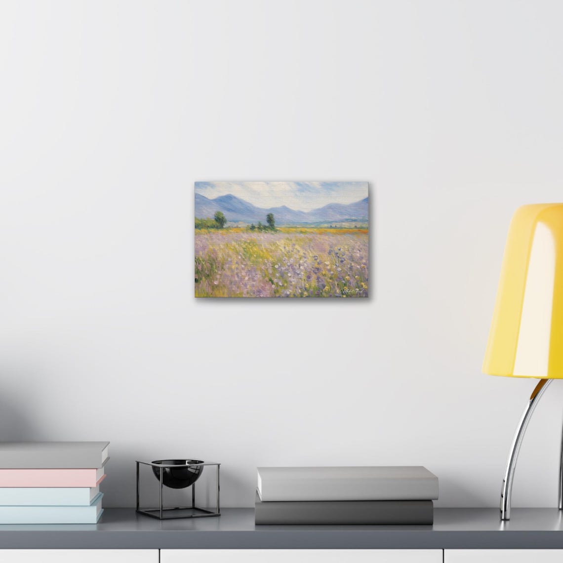Impressionist Wildflower Meadow Mountain View Landscape Poster - Image 6