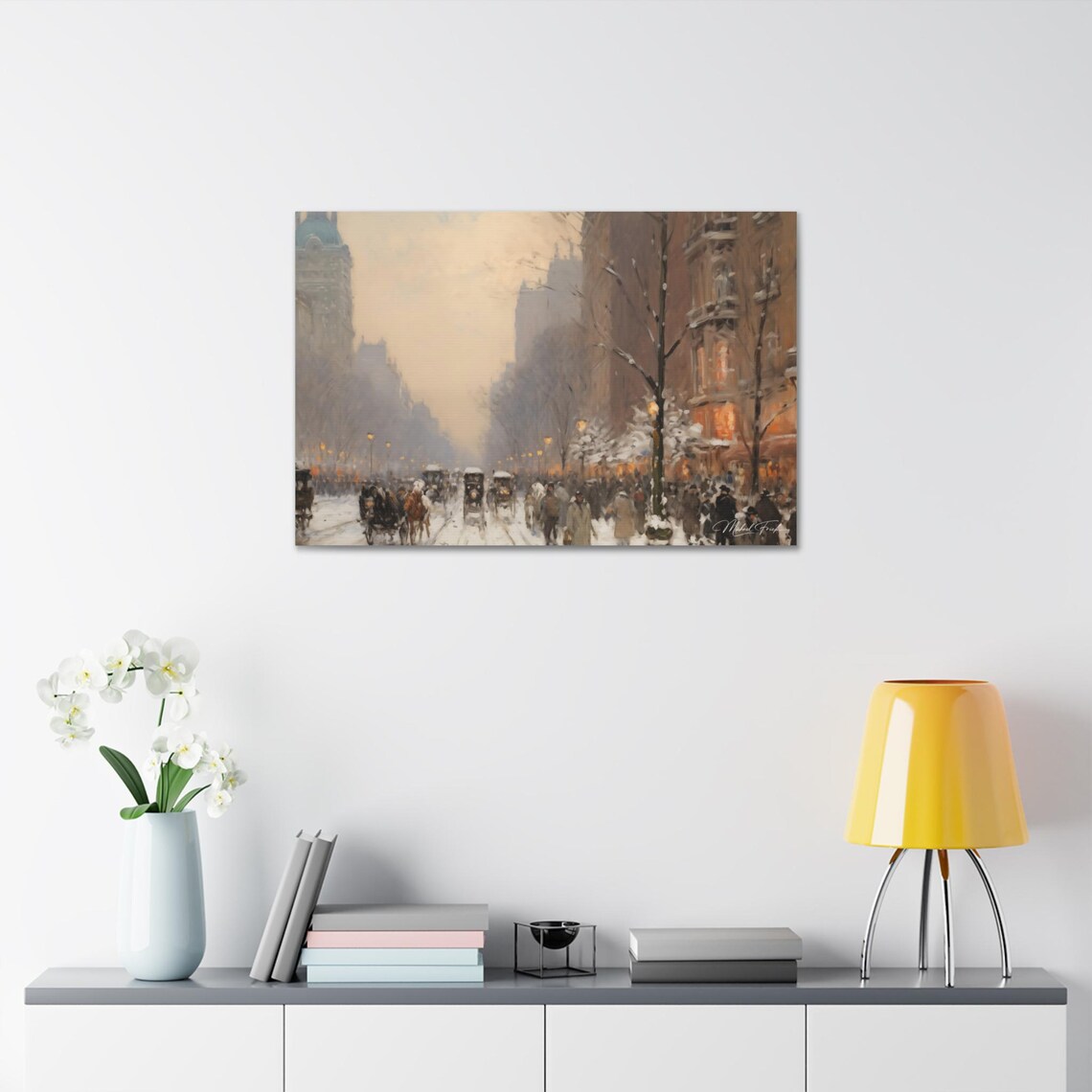 Snowy City Street Evening Carriage Ride Vintage Scene Poster - Image 7
