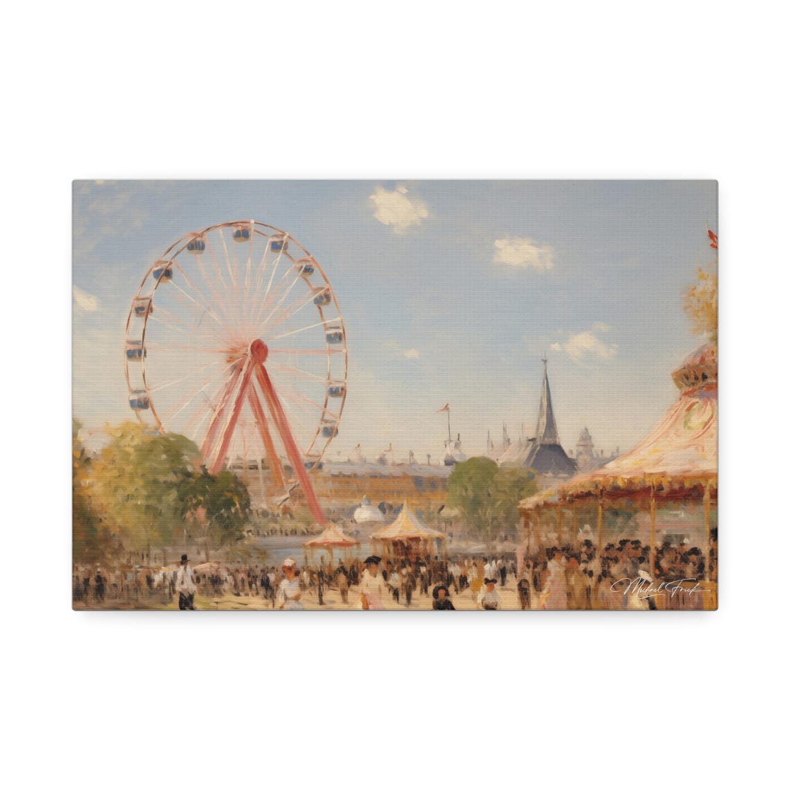 Vintage Summer Carnival Ferris Wheel Impressionist Fair Poster - Image 2