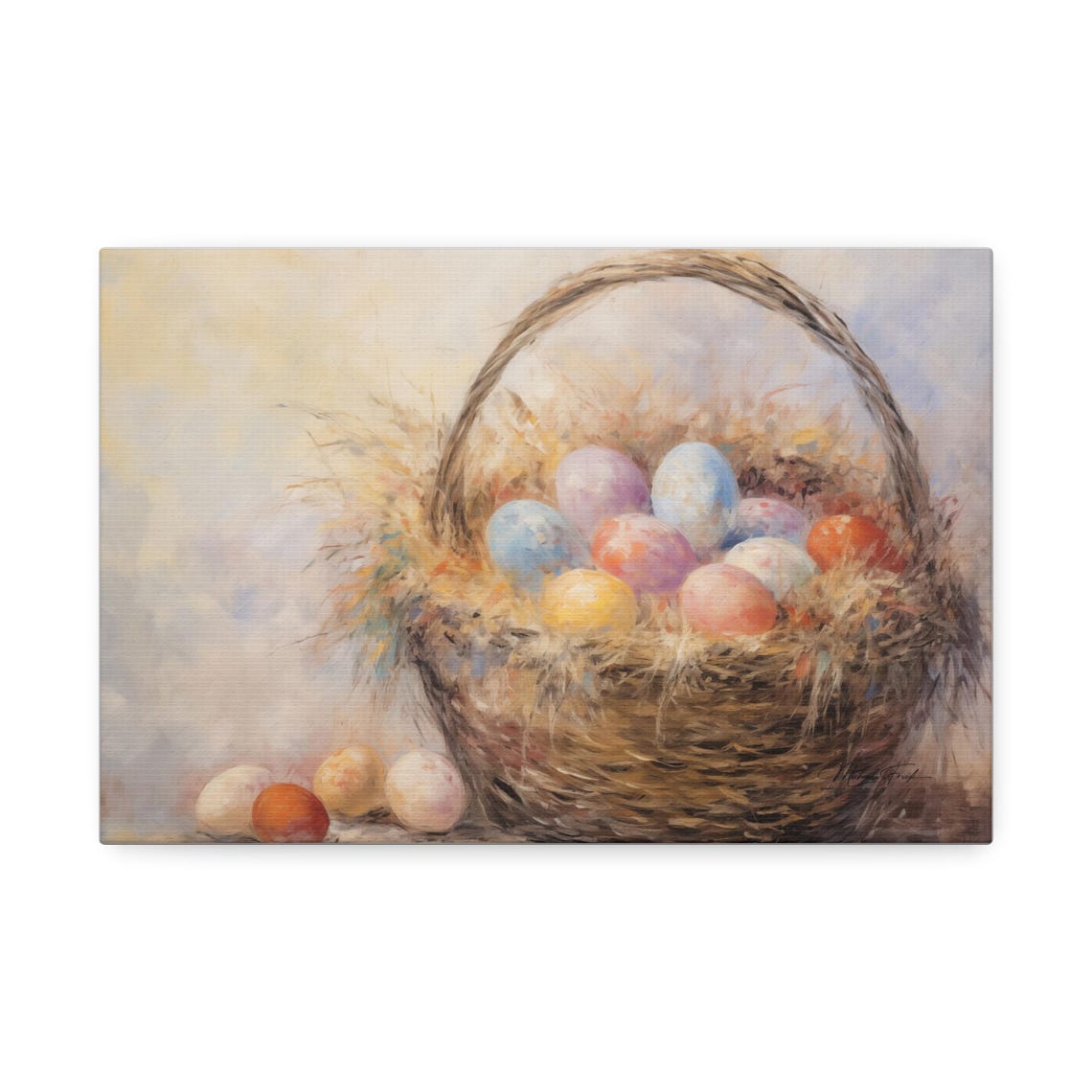 Pastel Easter Eggs Wicker Basket Spring Holiday Decor Art Poster - Image 2