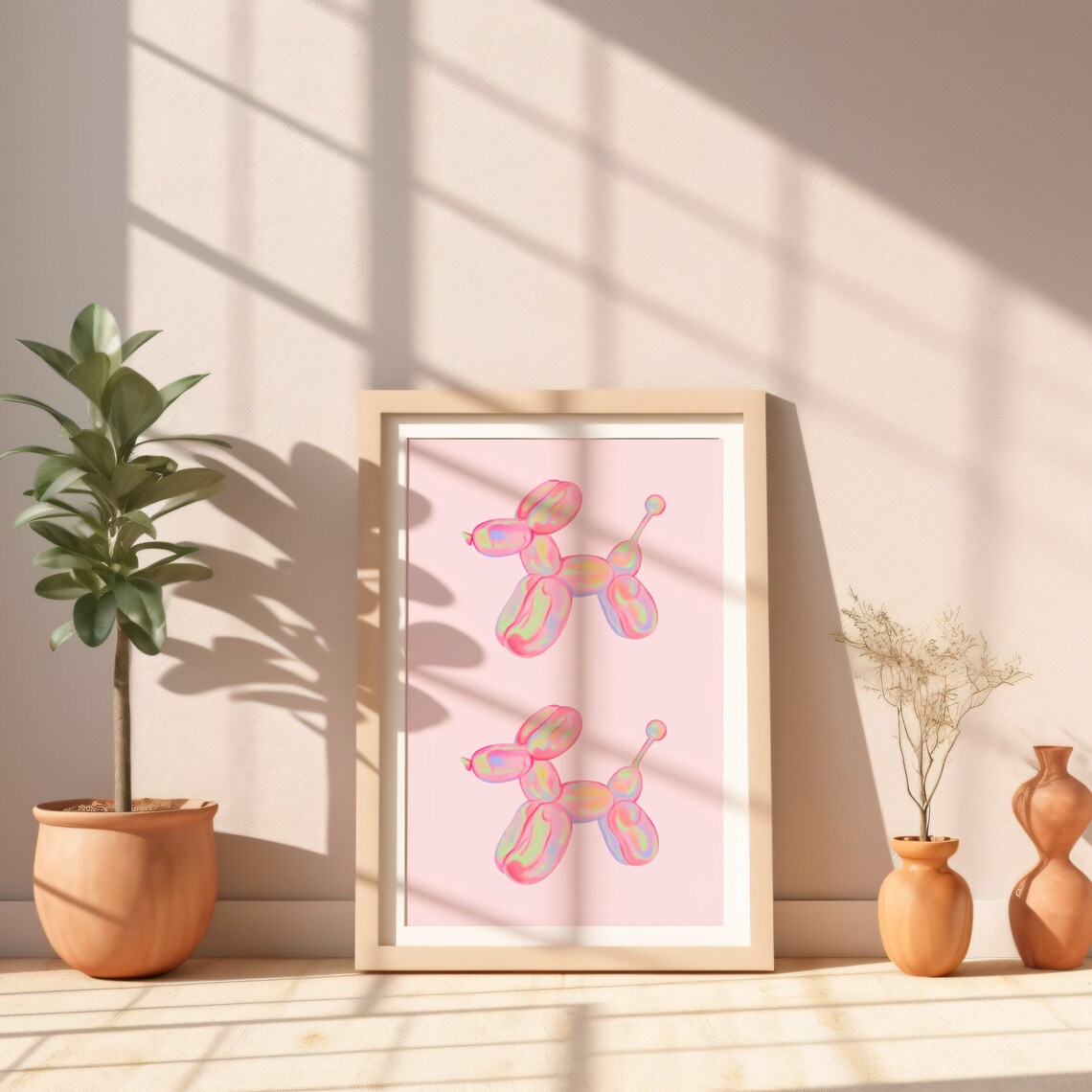 Balloon Dog Print Dog Print Dog Poster Funny Dog Gift Nursery Print Playroom Dog Wall Art Pink Wall Art Poster - Image 2