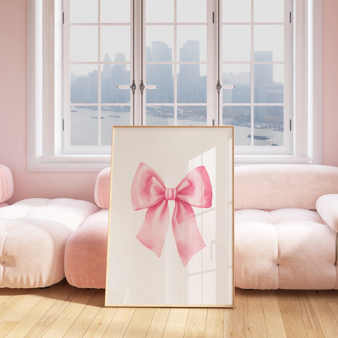 Pink Watercolor Bow Preppy Aesthetic Girly Teen Room Decor Poster - Image 3