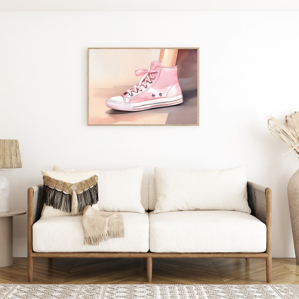 Pink Sneaker Print Preppy Wall Art Denim Prints Western Cowgirl Print Vintage Cowgirl Art Retro Wall Art Gift For Teen Girl - Image 3