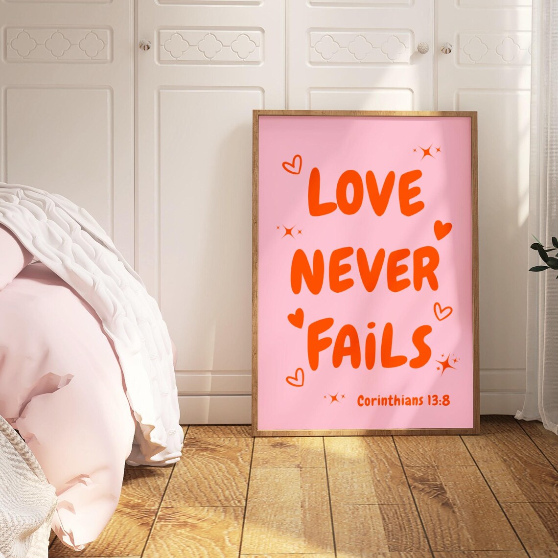 Modern Christian Art Christian Wall Art Scripture Wall Art Pink Orange Wall Art Bible Verse Wall Art Coquette Christian - Image 3