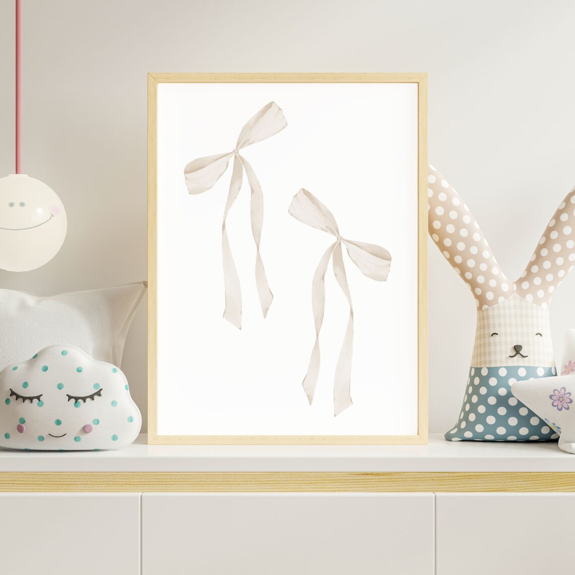 Beige Bow Print, Preppy Aesthetic Poster - Image 4