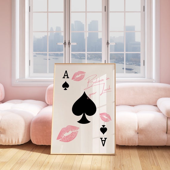 Trendy Retro Wall Art Lucky You Poster Trendy Aesthetic Print Believe In Your Luck Funky Poster Retro Print Preppy Wall Art