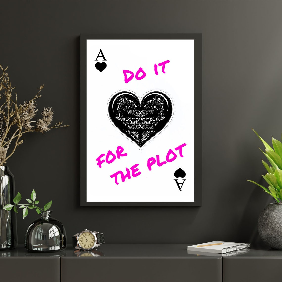 Do It For The Plot Retro Print Ace Card Poster Pink Trendy Wall Art Manifestation Print Affirmation Poster Aesthetic Print - Image 3